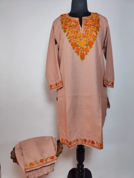 Long Summer Cool Blue Kurti Set with Aari Embroidery Dilruba