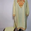 Pastel Yellow Long Summer Cool Cotton Co-ord Set Mahira with Aari Embroidery