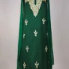 Dark Green 3pc Kashmiri Suit in Summer Cool Cotton with Aari Work Qamar