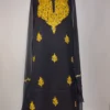 Black 3pc Designer Suit in Summer Cool Cotton with Aari Work Shabnam