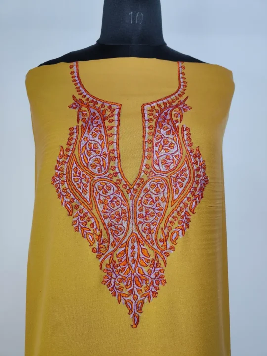 Desert Brown 2pc Kadhai Suit in Summer Cool Cotton Tabasum with Aari Work
