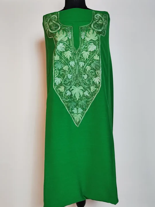 Bahar 2pc Dark Green Salwar Kameez Suit in Summer Cool Cotton with Aari Work