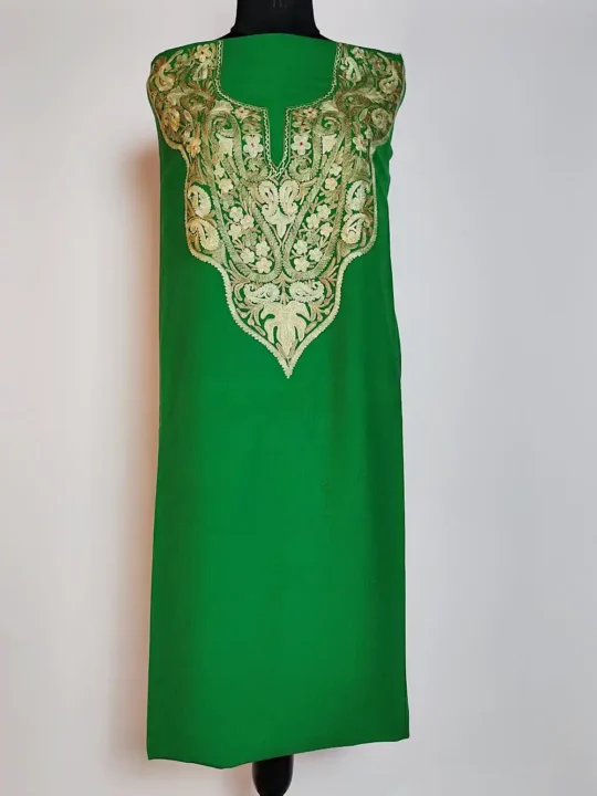 Haniya Green 2pc Salwar Kameez Suit with Aari Embroidery in Summer Cool Cotton