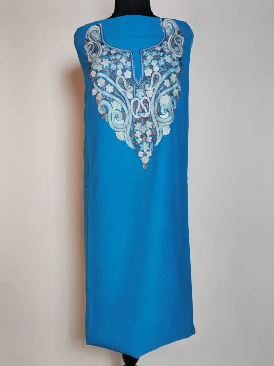 Deep Sky Blue 2pc Designer Suit Sonzal with Aari Embroidery in Summer Cool Cotton