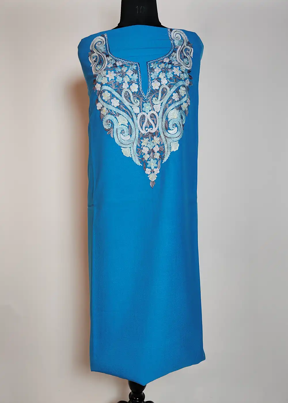 Deep Sky Blue 2pc Designer Suit Sonzal with Aari Embroidery in Summer Cool Cotton