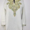 White Kashmiri Short Kurti with Aari Embroidery in Ruby Cotton Zeenat