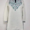 White Kashmiri Short Ruby Cotton Kurti Haiqa with Aari Embroidery