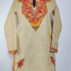 Saba Beige Kashmiri Short Kurti with Aari Embroidery in Ruby Cotton