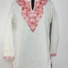 Kashmiri Short Kurti White in Ruby Cotton with Aari Embroidery Saniya
