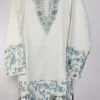 White Kashmiri Short Kurti with Aari Embroidery in Ruby Cotton Mahiya