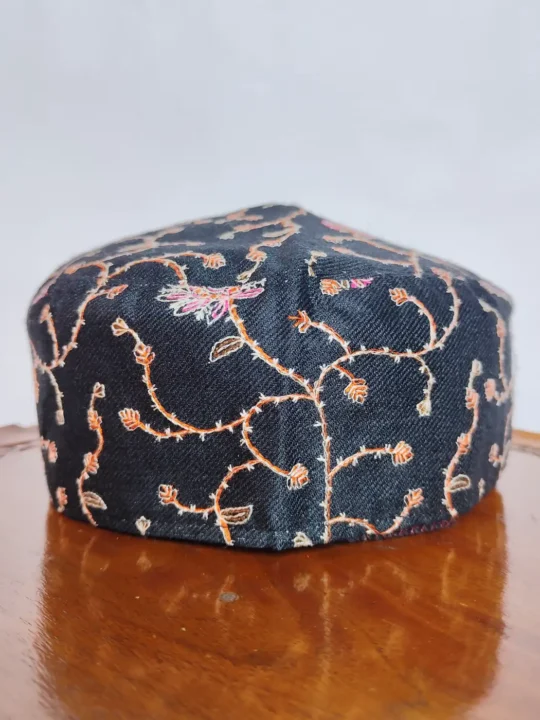 Safar Black Toosha Cap with Sozni Embroidery