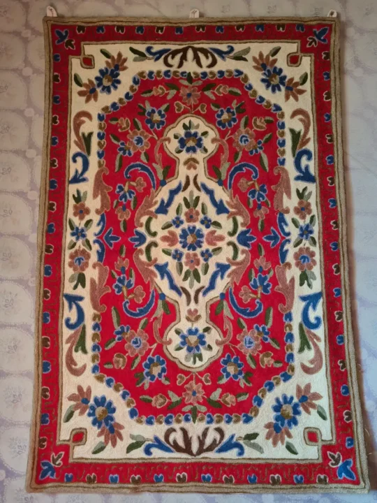 Kashmiri Rangrez Handmade Wall Hanging with Wool Chain Stitch Embroidery | 3×2