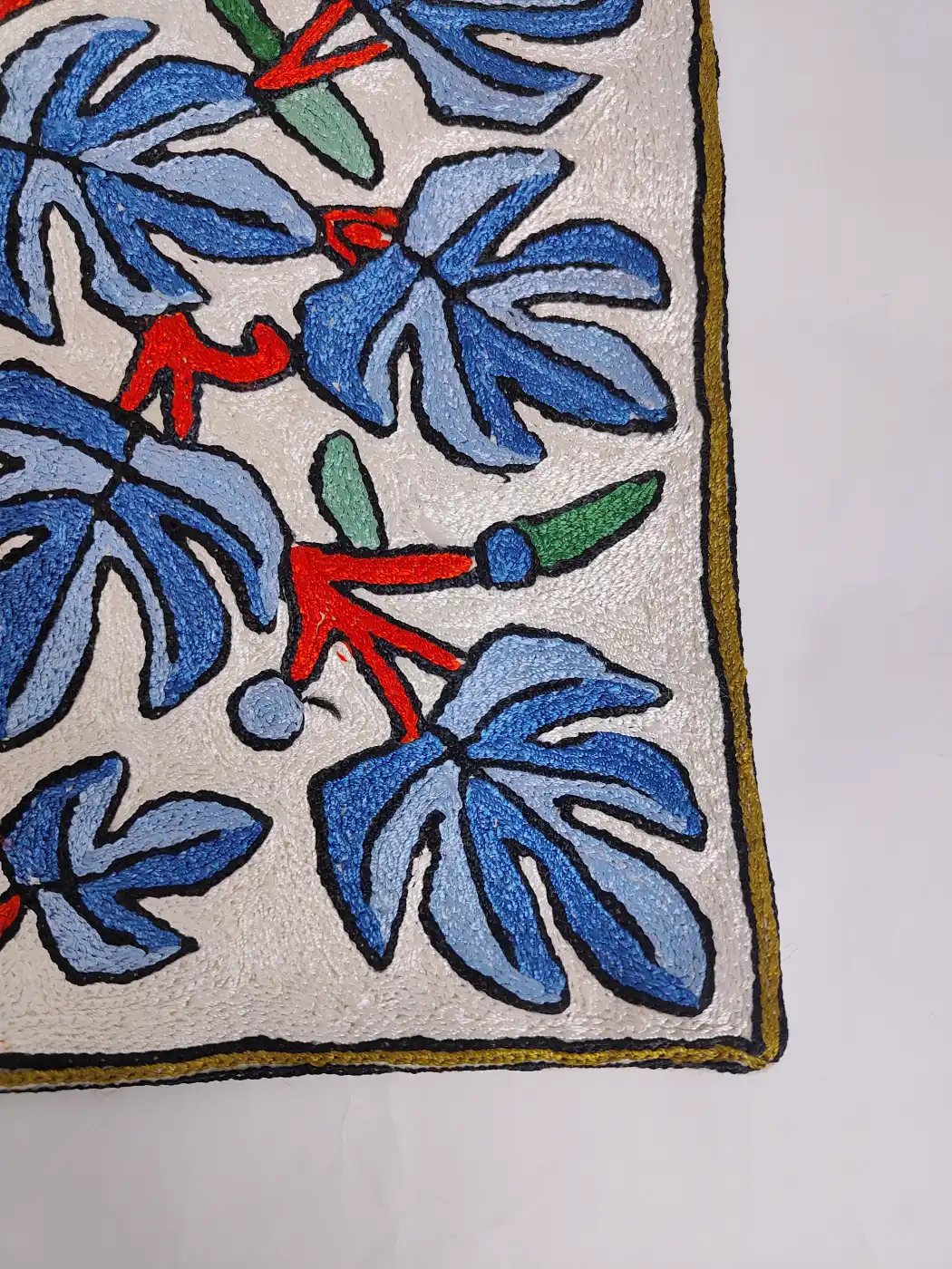 Kashmiri Chinar Tree Wall Hanging with Silk Hand Chain Stitch Embroidery | Set of 2 - Image 2