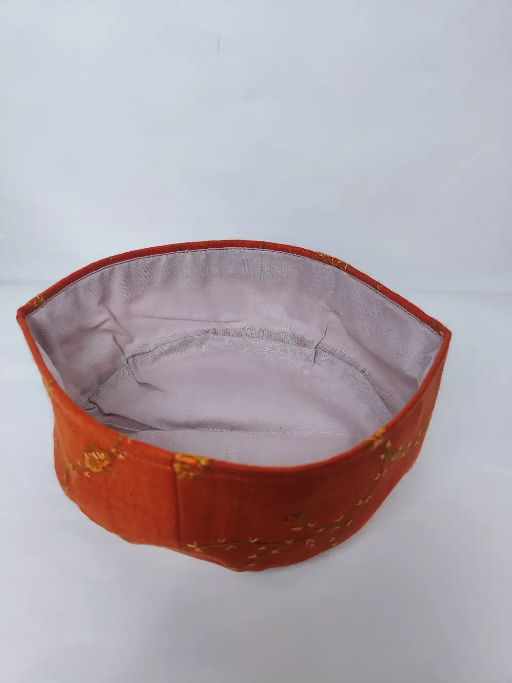 Orange Kashmiri Cap inside lining