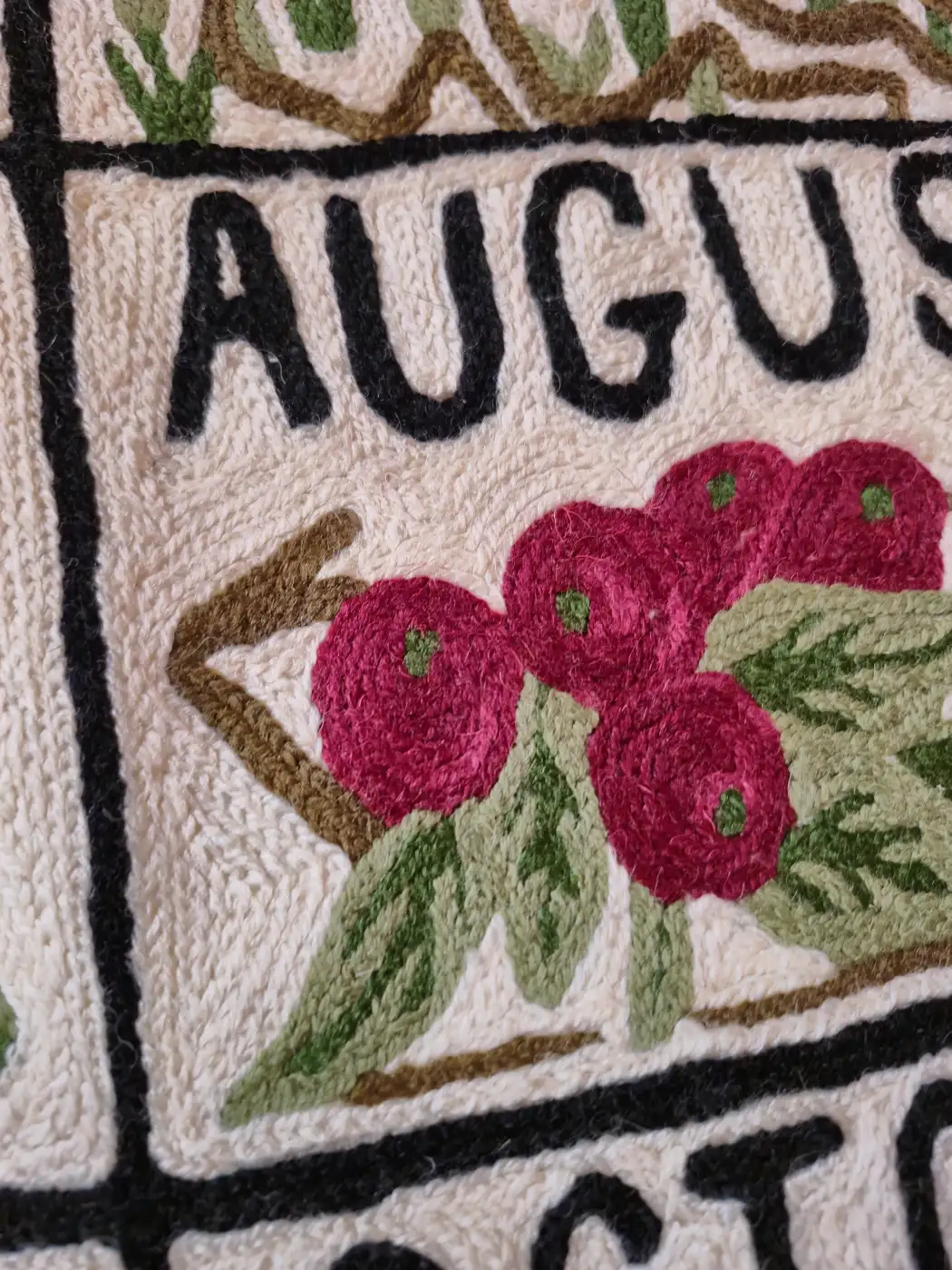 Kashmiri Handmade Wall Hanging with Wool Chain Stitch Work | Months and Moments | 3×2 - Image 4