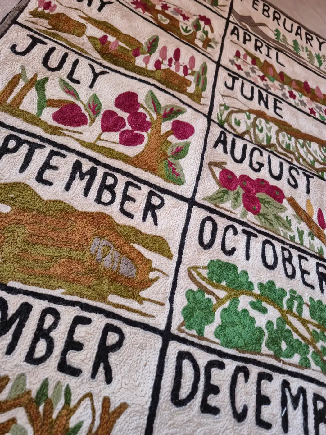 Kashmiri Handmade Wall Hanging with Wool Chain Stitch Work | Months and Moments | 3×2 - Image 5