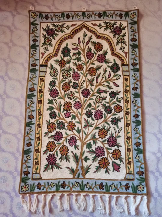 Kashmiri Handmade Wall Hanging _ Blooming Grace - with Wool Chain Stitch Work 3×2