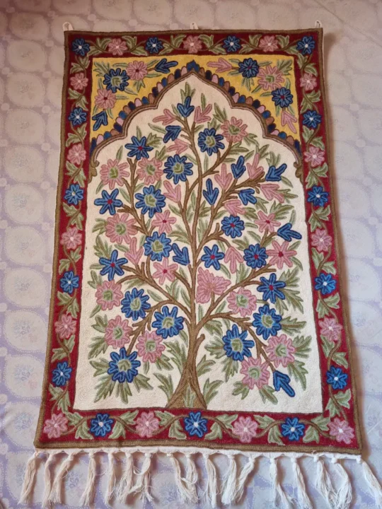 Floral Heaven | Kashmiri Handmade Wall Hanging with Wool Chain Stitch Work | 3×2