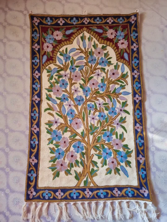 Kashmiri Hand Embroidered Wall Hanging - Floral Arch - with Wool Chain Stitch | 3×2