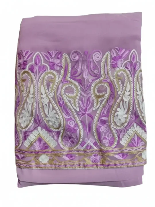 Georgette Rabita Purple Saree with Aari Embroidery