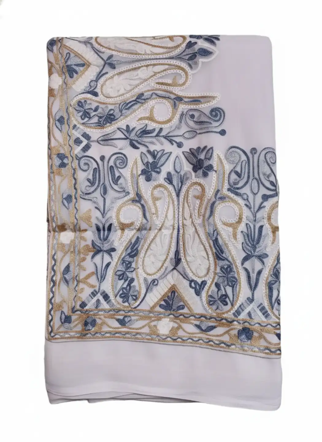 Abeha White Georgette Saree with Aari Work