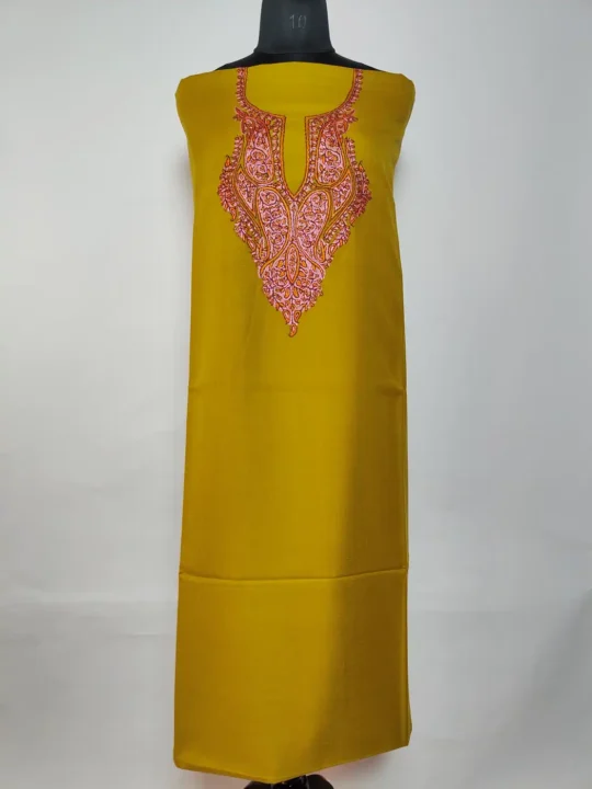 Sayah 2pc Summer Cool Cotton Mustard Suit with Hand Sozni Embroidery