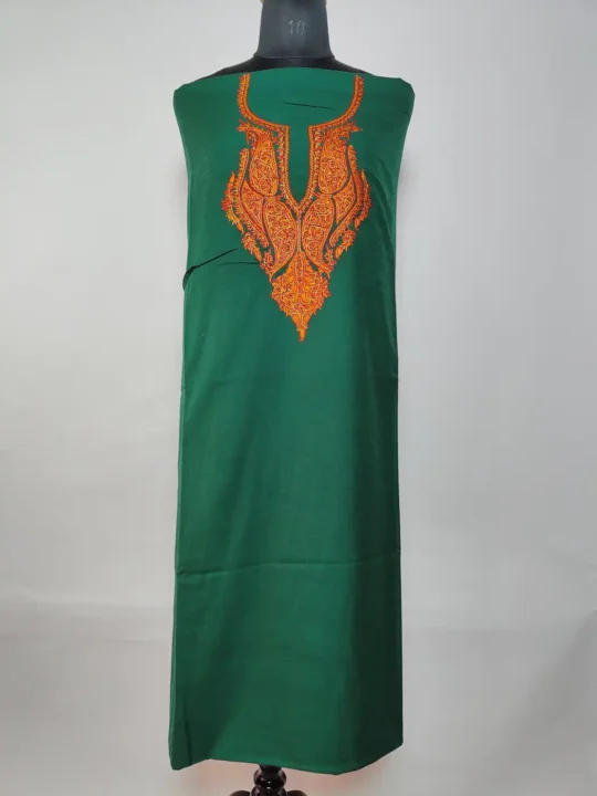 Summer Cool Cotton 2pc Forest Green Suit with Hand Sozni Embroidery