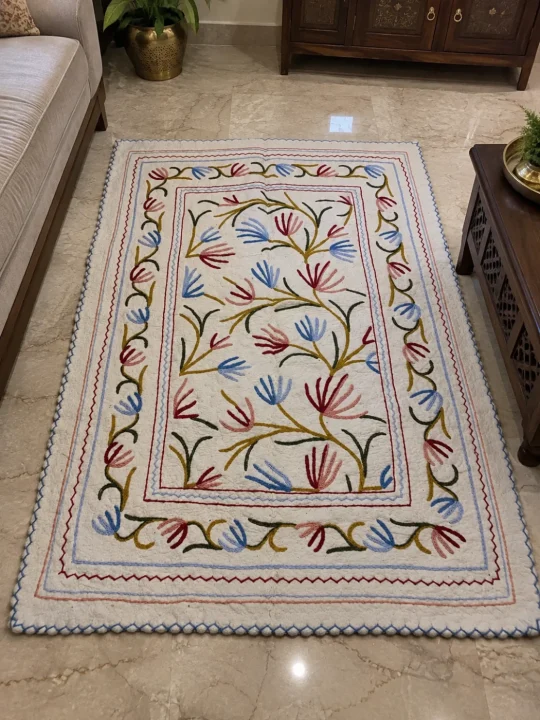 Gulistan Valley Pure Wool Namda in 6×4 ft - Hand Aari Embroidery