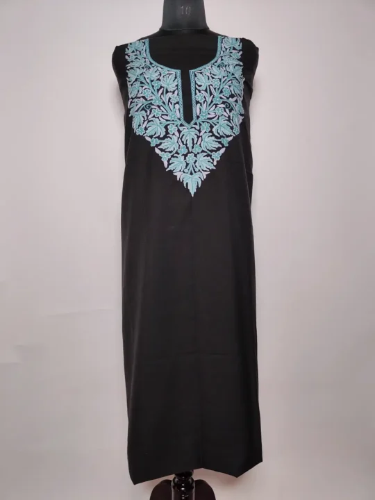 Black Kashmiri 2pc Suit Summer Cool Cotton with Hand Aari Embroidery