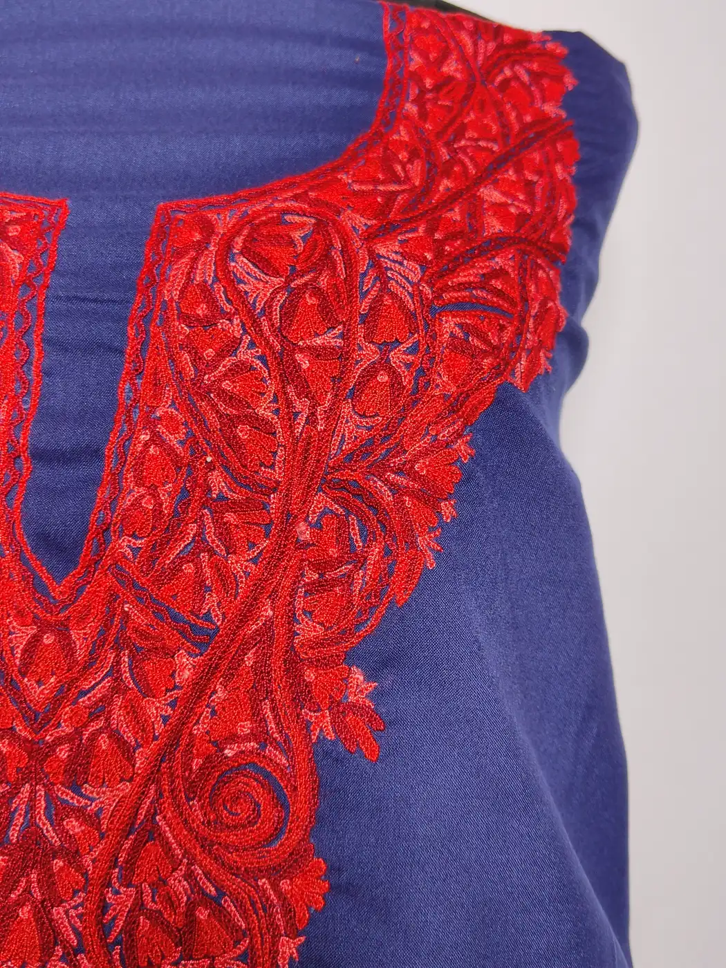 Dark Blue Kashmiri 2pc Suit Summer Cool Cotton with Mehrban Hand Aari Embroidery - Image 2