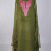 3pc Olive Green Summer Cool Naaz Suit with Dupatta in Cotton with Hand Sozni