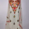 Tabsum White Kashmiri 3pc Suit in Georgette with Aari Embroidery