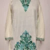 Tabassum Kashmiri Short Summer Cool Cotton Cream Kurti with Aari Embroidery