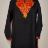 Naureen Kashmiri Short Summer Cool Cotton Black Kurti with Aari Embroidery