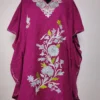 Kashmiri Short Crush Cotton Maroon Kaftan with Yuvarah Aari Embroidery