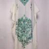 Jahan Kashmiri Long White Crush Cotton Kaftan with Aari Work