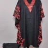 Black Cotton Kaftan Set with Aari Embroidery Aahat