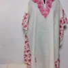 Farosh White Cotton Kaftan Set with Aari Embroidery