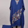 Dark Blue Crush Cotton Kaftan Set with Hanzala Aari Embroidery