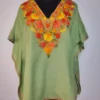Tea Green Kashmiri Mini Kaftan | Crop Top With Ariwork