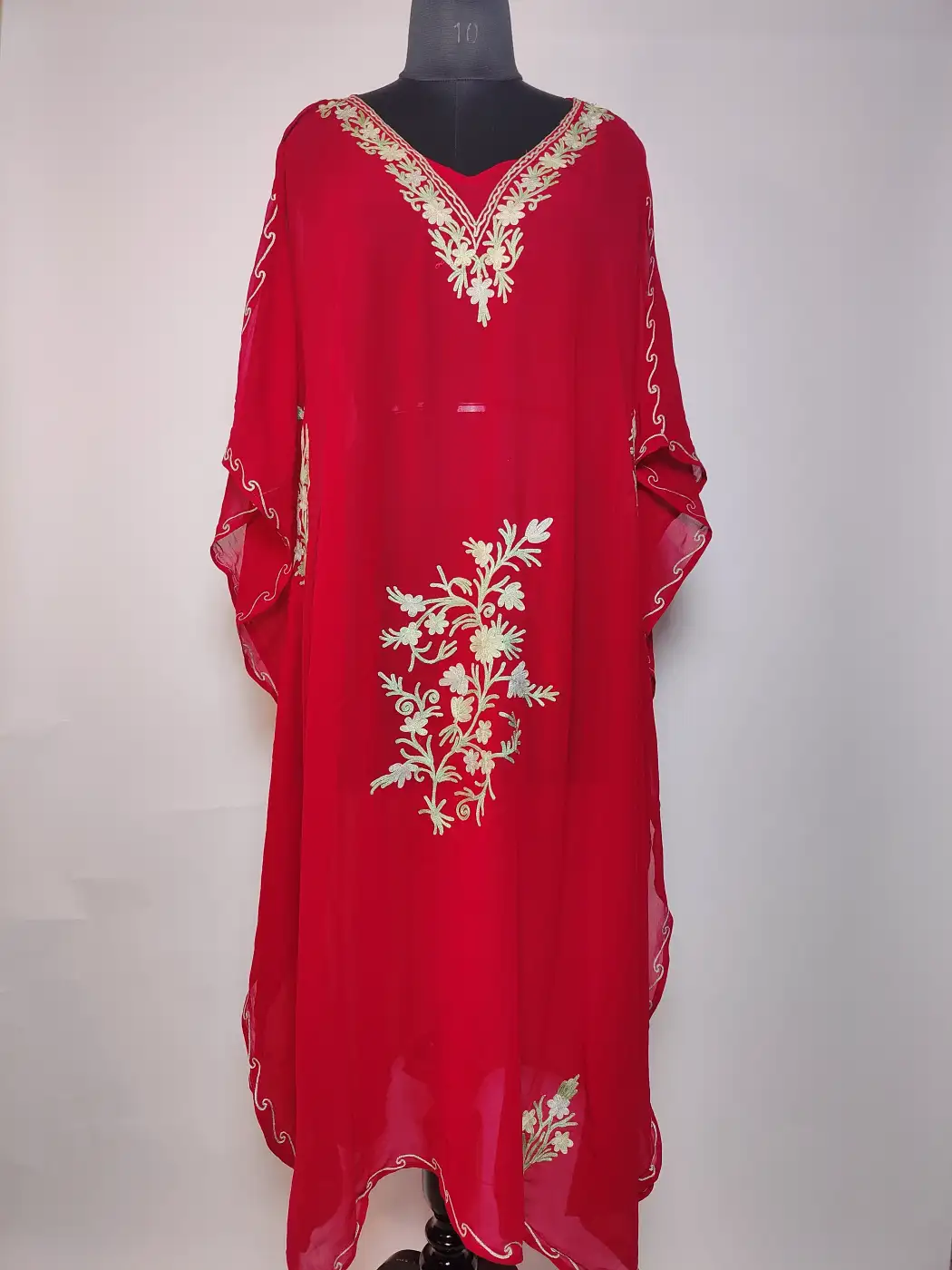 Sabiha Kashmiri Red Georgette Kaftan | Aari Embroidery