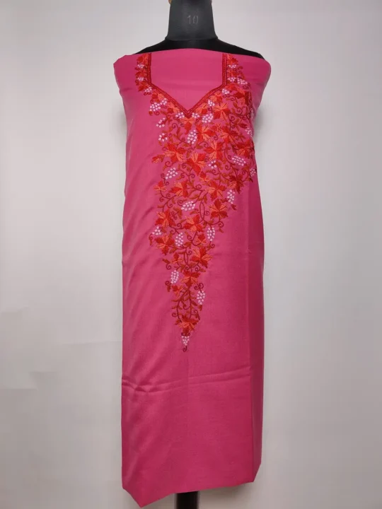Ilham 2pc Kashmiri Magenta Suit in Summer Cool Cotton with Hand Aari Embroidery