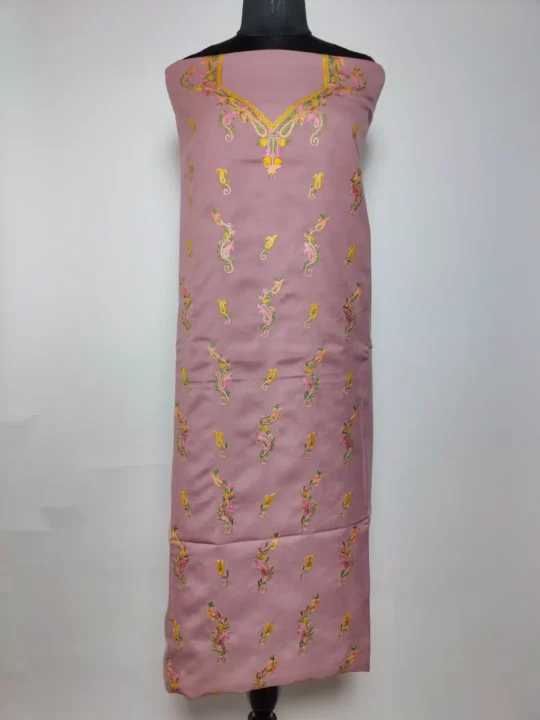 Kashmiri 2pc Suit in Baby Pink Summer Cool Cotton with Hand Aari Embroidery