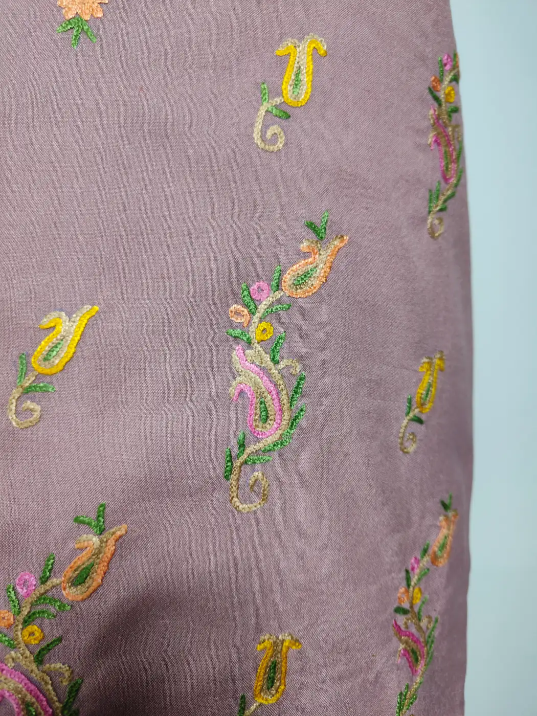 Kashmiri 2pc Suit in Baby Pink Summer Cool Cotton with Hand Aari Embroidery - Image 3