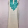 2pc Kashmiri Shazil White Suit in Summer Cool Cotton with Hand Aari Embroidery