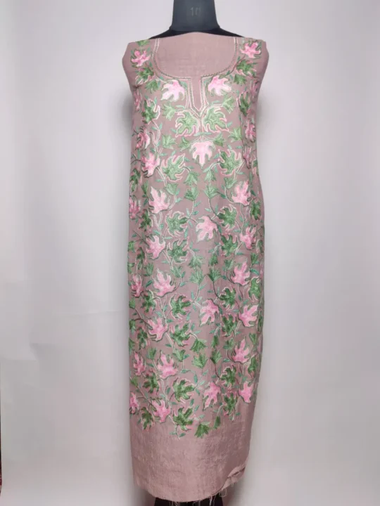 Eram Beige 2pc Suit Crush Cotton with Chinari Aari Work