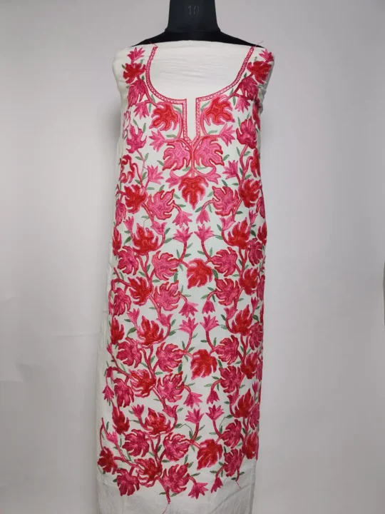 2pc White Nazneen Suit Crush Cotton with Chinari Aari Embroidery