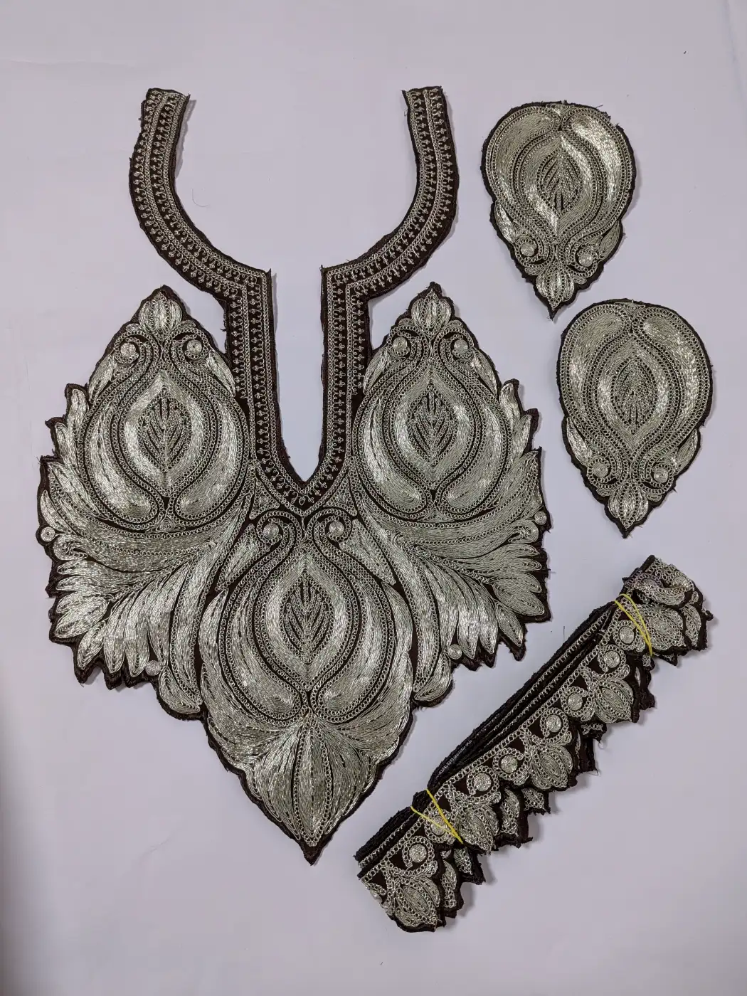 Chocolate Brown Patch with Lace and Sleeves with Fehm Tilla Embroidery