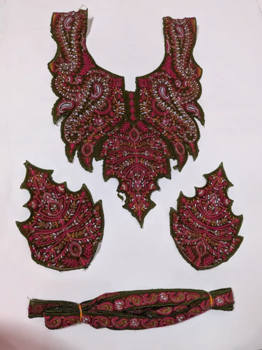 Green Patch with Sleeves and Lace Rivayat | Sozni Embroidery