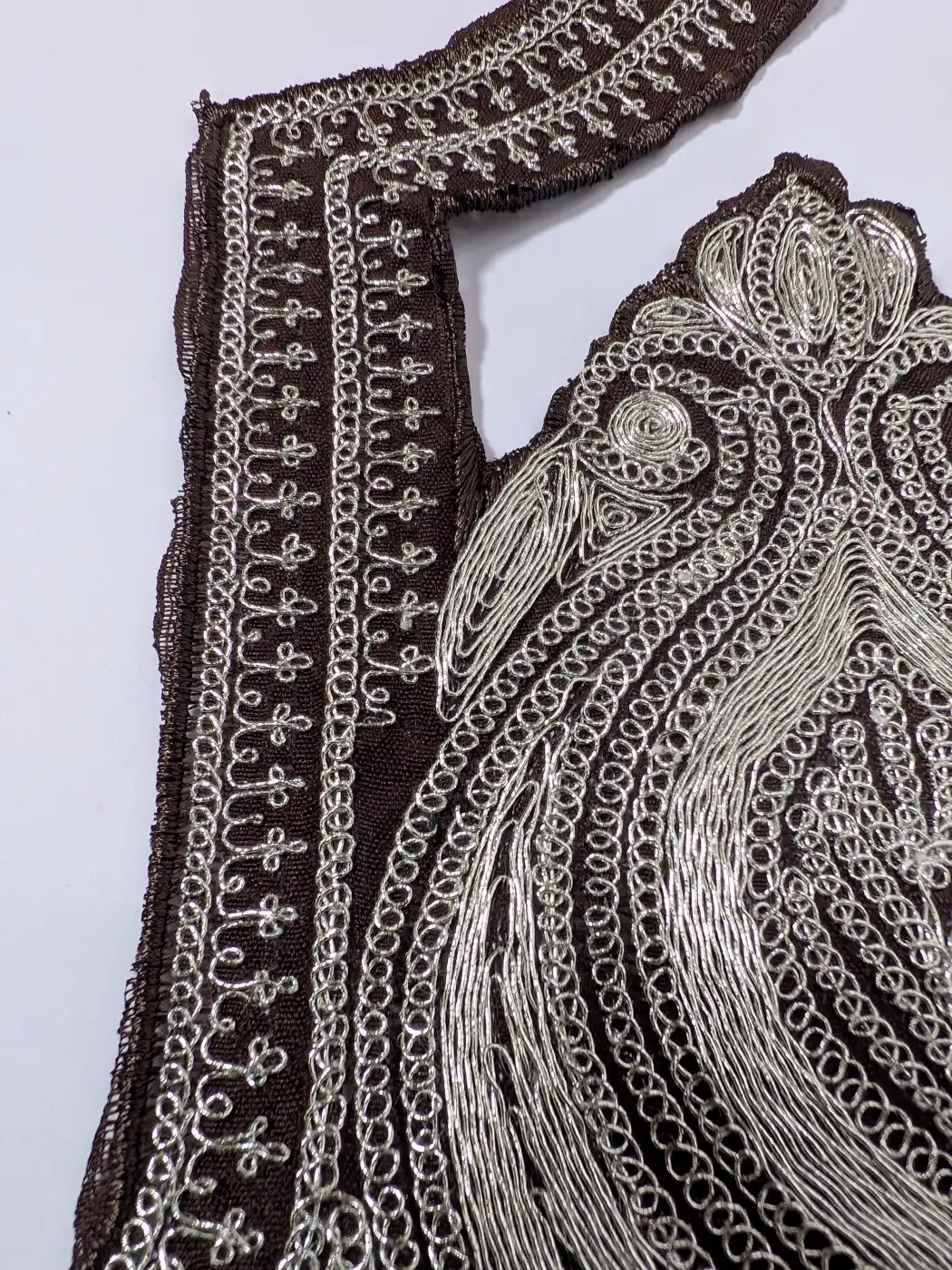 Chocolate Brown Patch with Lace and Sleeves with Fehm Tilla Embroidery - Image 3
